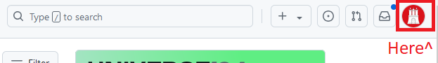 screenshot showing GitHub User Menu button